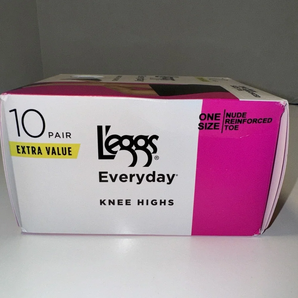 L'eggs Everyday Knee Highs Womens One Size Nude 10‎ Pair Sheer Reinforced Toe
